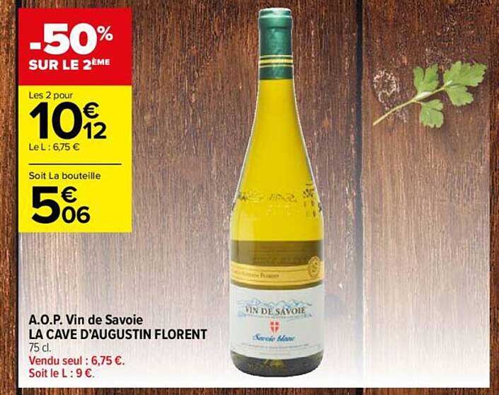 aop vin de savoie la cave d'augustin florent -50% sur le 2ème