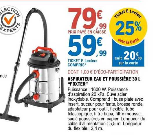 Aspirateur Eau Et Poussiere Leclercnull