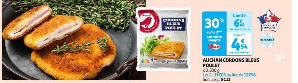 Auchan Cordons Bleus Poulet