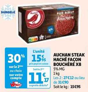 auchan steak haché façon bouchère x8