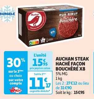 auchan steak haché façon bouchère x8