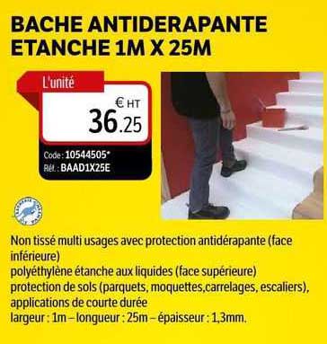 bâche antiderapante étanche 1m x 25m
