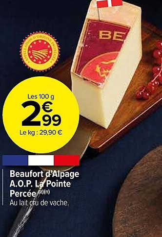 beaufort d'alpage a.o.p. la pointe percée