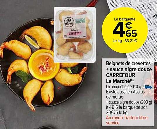 beignets de crevettes + sauce aigre douce carrefour le marché