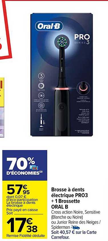 brosse à dents électrique pro3 + 1 brossette oral b