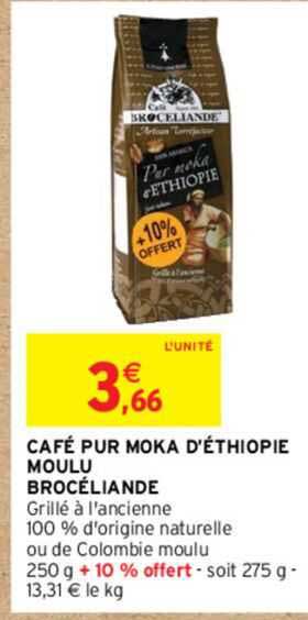 café pur moka d'éthiopie moulu brocéliande