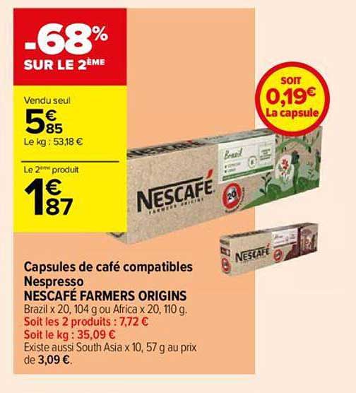 capsules de café compatibles nespresso nescafé farmers origins