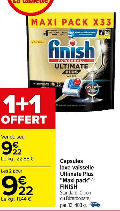Capsules Lave-vaisselle Ultimate Plus "maxi Pack" Finish