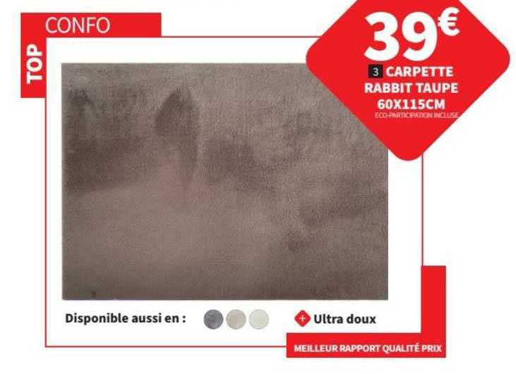 carpette rabbit taupe 60x115cm