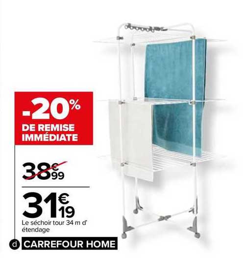 carrefour home le séchoir tour 34 m d'étendage