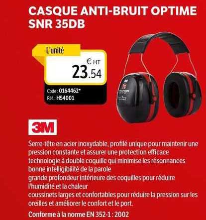 casque anti-bruit optime snr 35db 3m