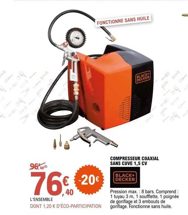 compresseur coaxial sans cuve 1,5 cv black decker