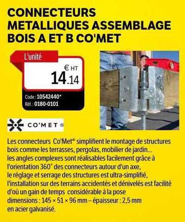 connecteurs metalliques assemblage bois a et b co'met