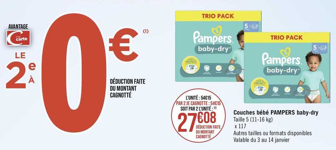 couches bébé  pampers baby-dry