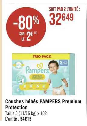 Couches Bébés Pampers Premium Protection