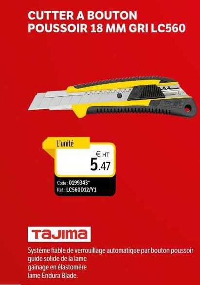 cutter à bouton poussoir 18 mm gri lc560 tajima