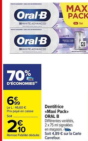 dentifrice «maxi pack» oral b