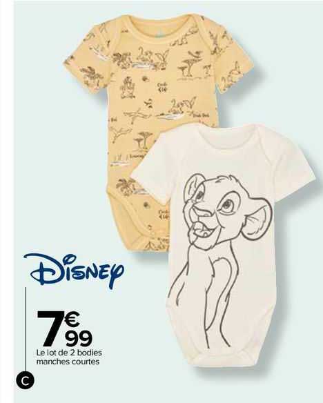 disney le lot de 2 bodies manches courtes