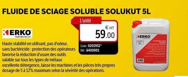 fluide de sciage soluble solukut 5l erko