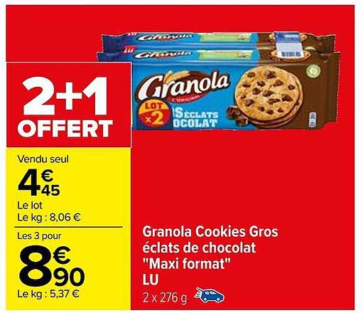 Granola Cookies Gros éclats De Chocolat "maxi Format" Lu