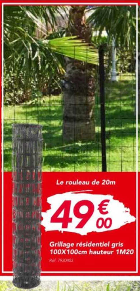 grillage résidentiel gris 100x100cm hauteur 1m20