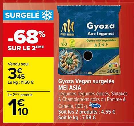 gyoza vegan surgelés mei asia