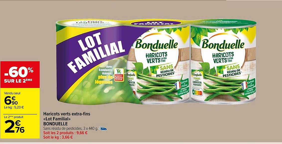 haricots verts extra-fins «lot familial» bonduelle