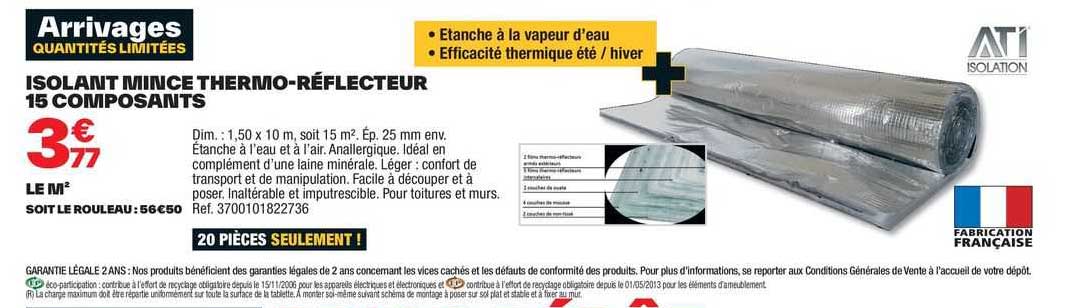 isolant mince thermo-réflecteur 15 composants