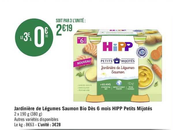 jardinière de légumes saumon bio dès 6 mois hipp petits mijotés