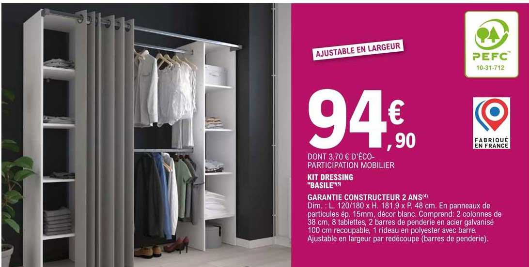 kit dressing "basile" garantie constructeur 2 ans