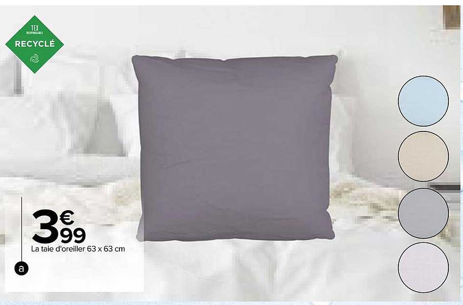 la taie d'oreiller 63 x 63 cm