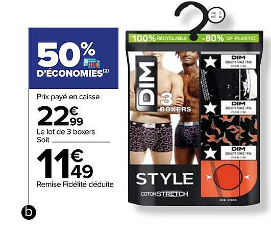 le lot de 3 boxers 50% d'économies