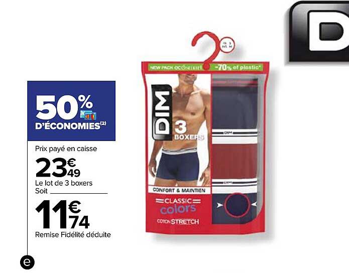 le lot de 3 boxers 50% d'économies