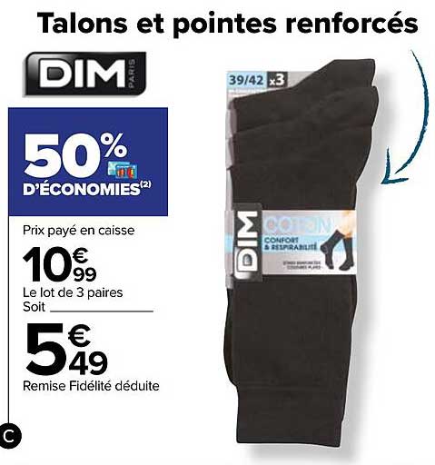 le lot de 3 paires dim 50% d'économies
