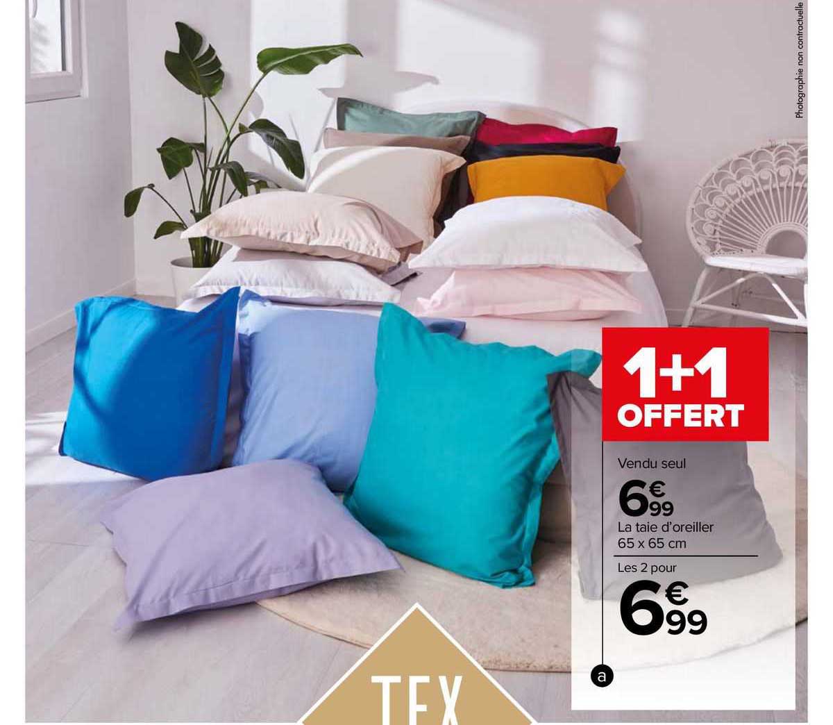 le taie d'oreiller 65 x 65 cm