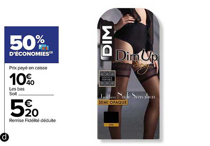 les bas 50% d'économies