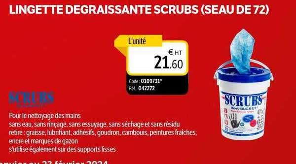 Lingette Degraissante Scrubs (seau De 72)