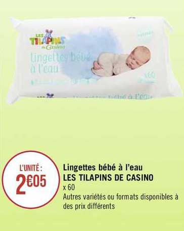 lingettes bébé à l'eau les tilapins de casino