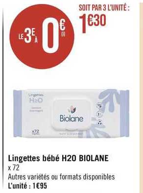 lingettes bébé h2o biolane