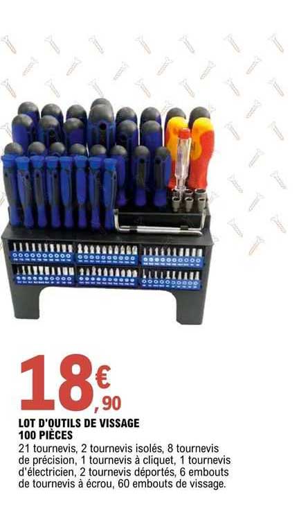 lot d'outils de vissage 100 pièces