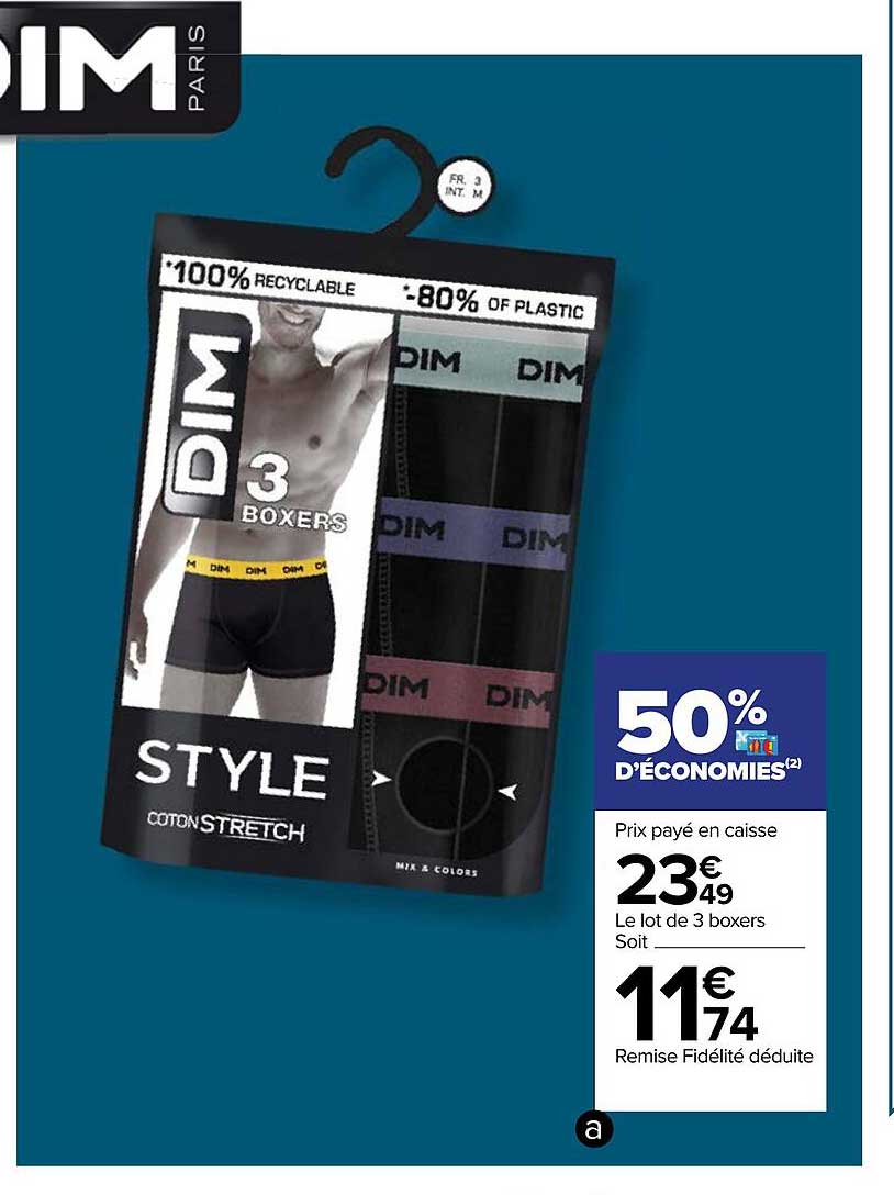 lot de 3 boxers 50% d'économies