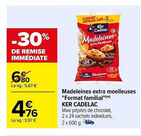 madeleines extra moelleuses "format familial ker cadelac