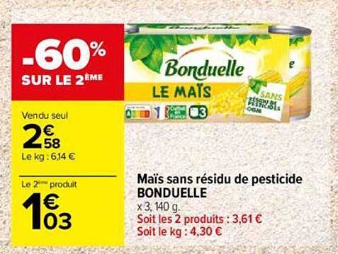maïs sans résidu de pesticide bonduelle