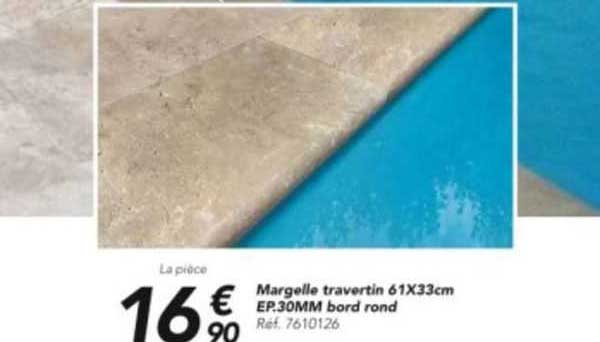 margelle travertin 63x33cm ep.30mm bord rond