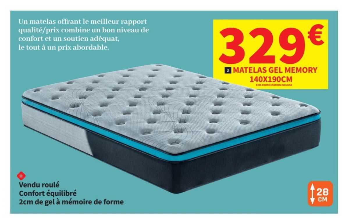 matelas gel memory 140x190 cm