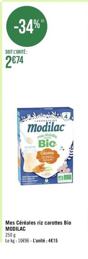 mes céréales riz carottes bio modilac
