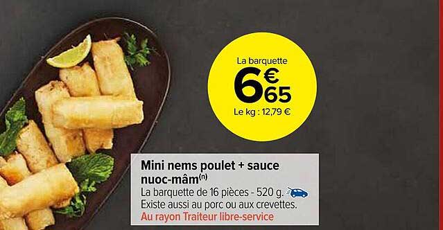 mini nems poulet + sauce nuoc-mâm