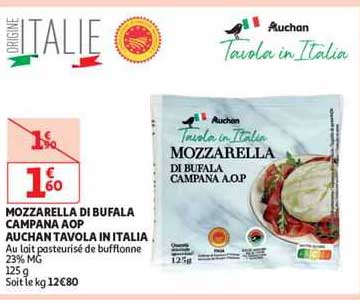 mozzarella di bufala campana aop auchan tavola in italia