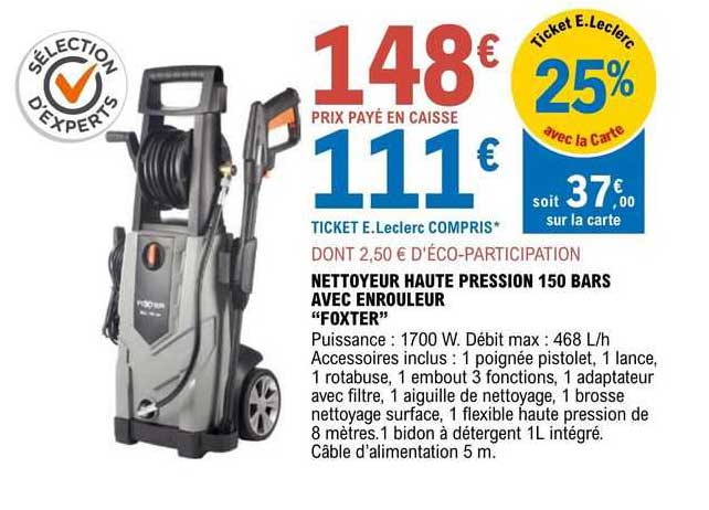 nettoyeur haute pression 150 bars avec enrouleur "foxter"