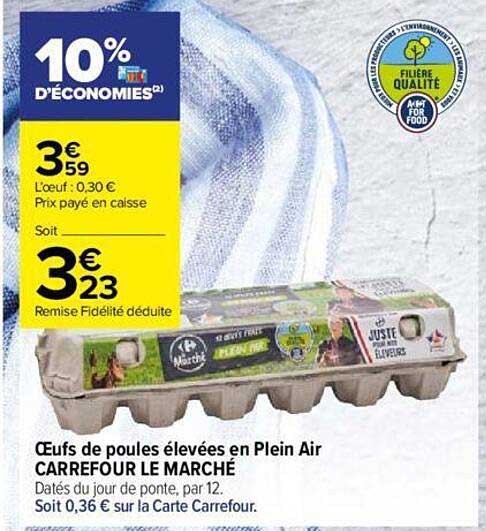 oeufs de poules élevées en plein air carrefour le marché